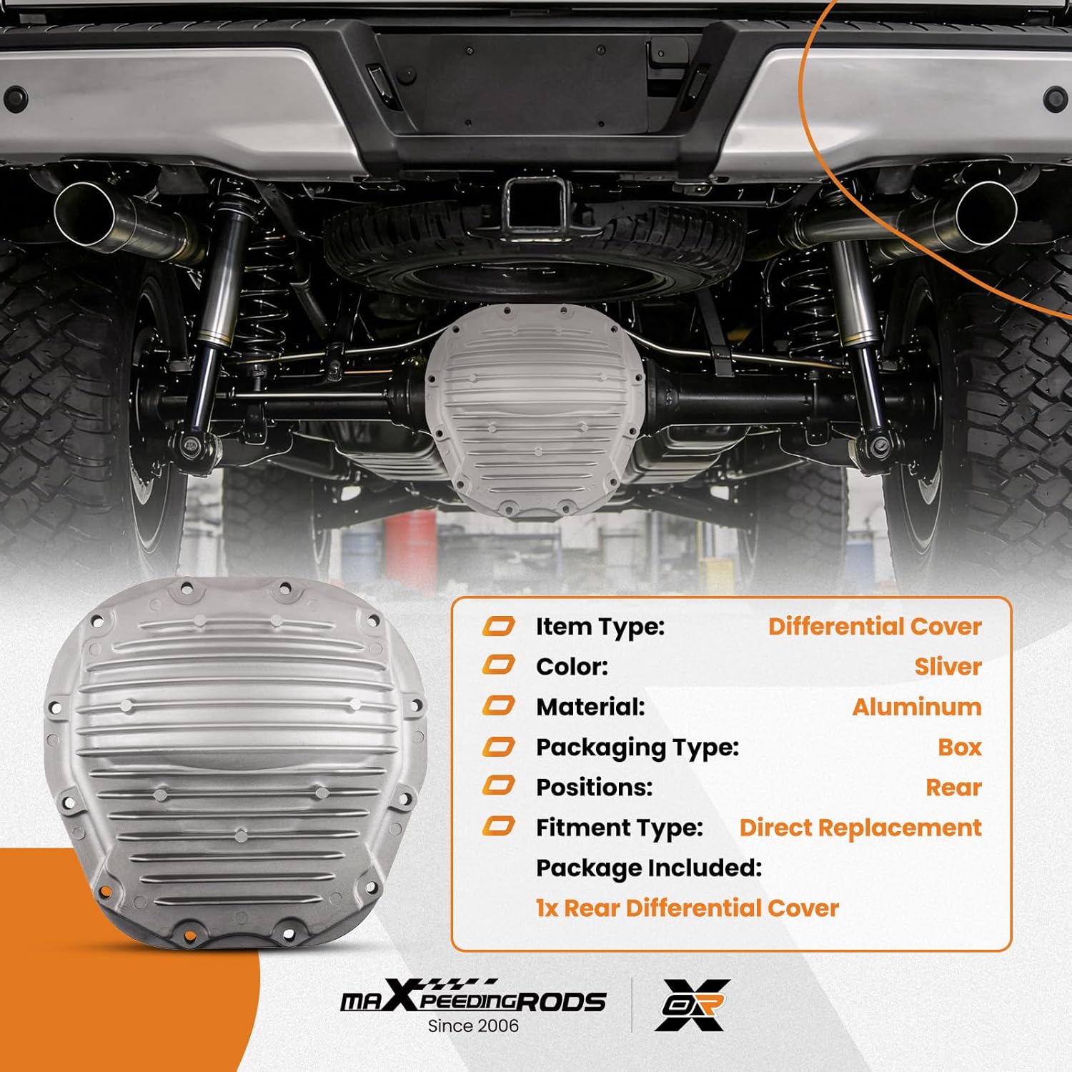 maXpeedingrods Rear Differential Cover for Ford F-250 F-350 Super Duty 2008-2010 6.4L V8, Rear Differential Cover Compatible with 10.5 Inch Axle, Replaces 8C3Z4033A, 8C344033AA, 697-725