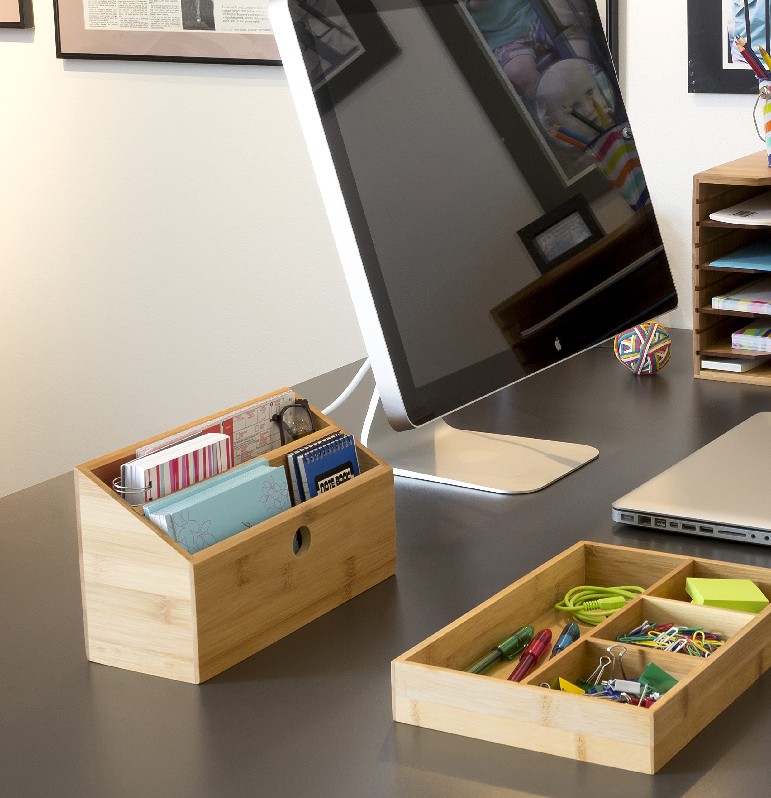 Lipper International 808 Bamboo 2-Slot Mail Organizer