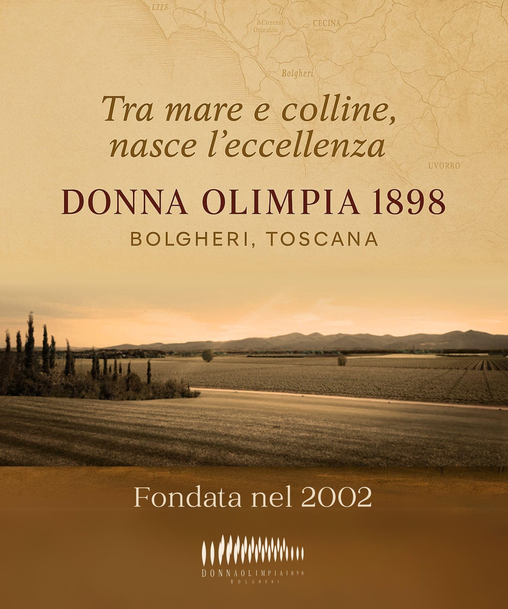 Donna Olimpia 1898 Millepassi 2020 Cassa Legno Bolgheri Superiore DOC - Cabernet Sauvignon, Merlot, Petit Verdot, affinamento in barrique, vino rosso toscano di alta qualità, 0.75L