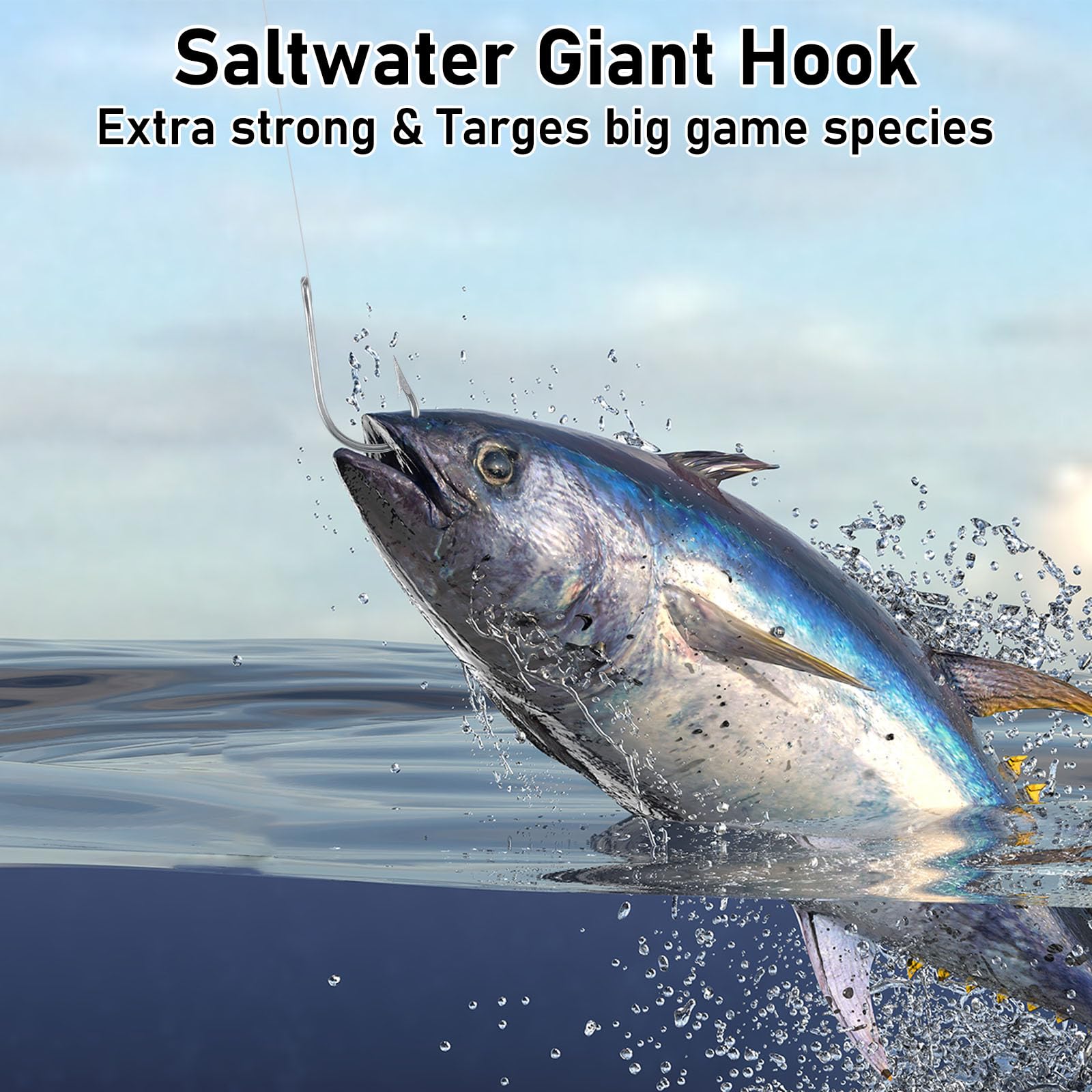 Dr.Fish Confezione da 20 ami da pesca per tonno in acqua salata Big Game Shark Tarpon Ganci Live Bait Circle Hook in acciaio inossidabile forgiato 7691S Amo da pesca gigante non offset