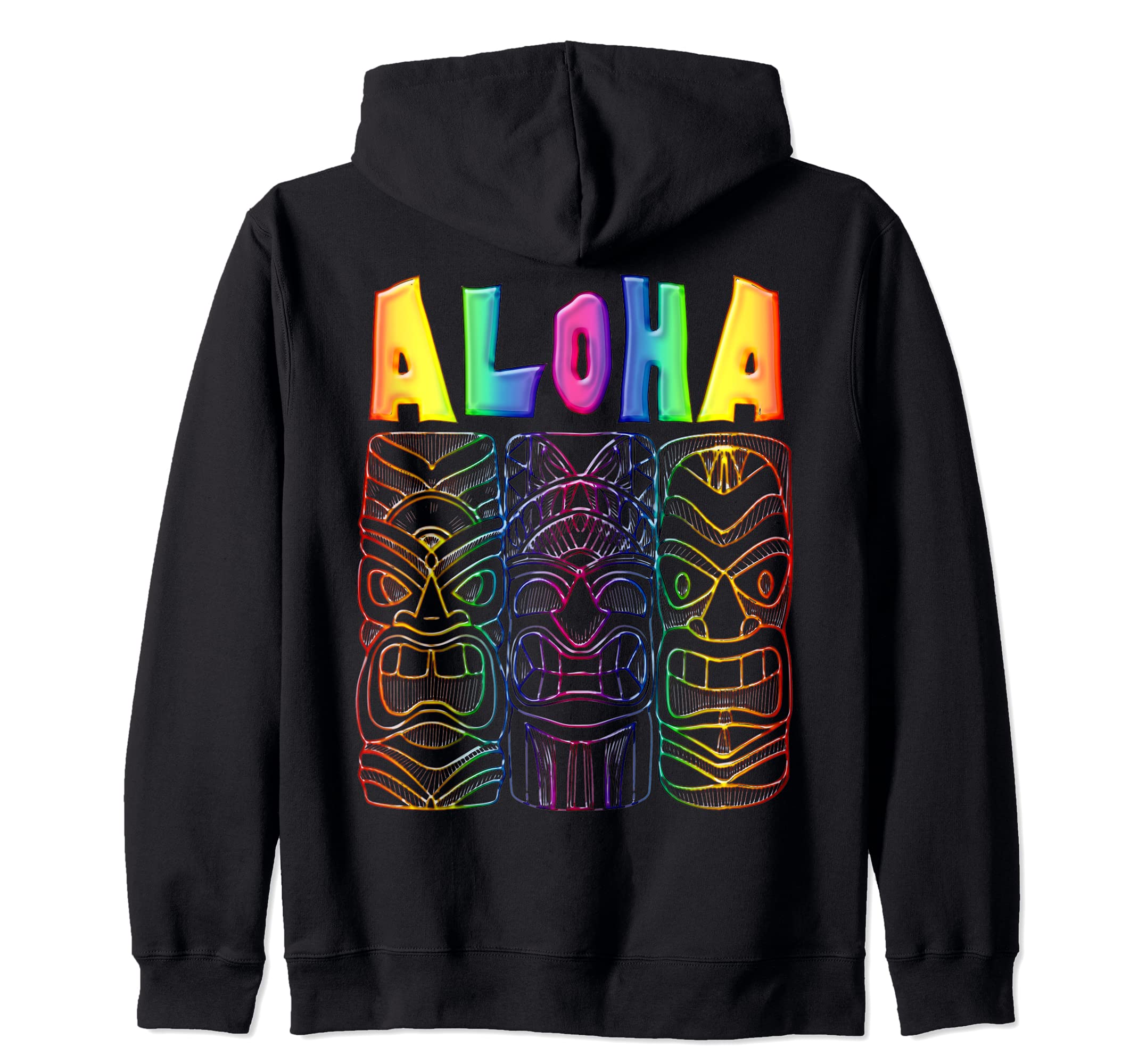 TIKI Ancestor God Figures - ALOHA 3 - Fan Fun Zip Hoodie, Black