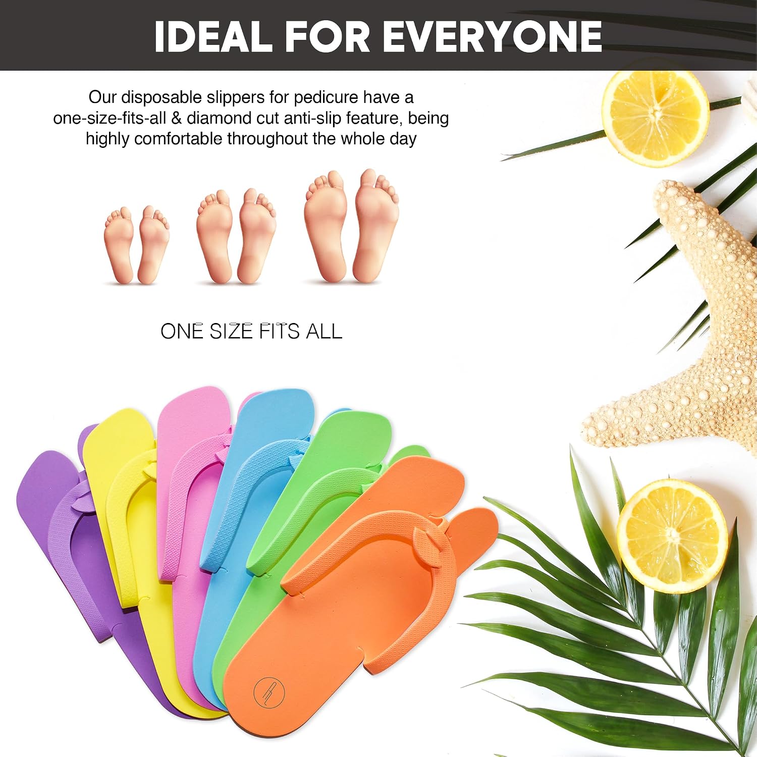 60 Pairs Disposable Anti-Slip Pedicure EVA Slippers Spa Party Pack- Bulk 6 Fun Colors Ideal for At Home Spa Party & Nail Salon