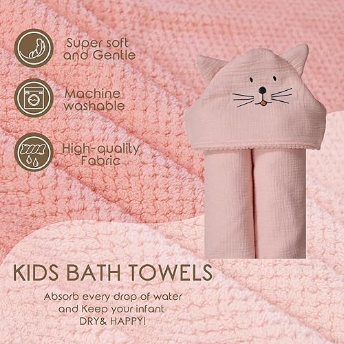 Miniatura 4 de Dormlony Toalla de baño con capucha ultrasuave con forro de franela para bebé y niño, toallas absorbentes cálidas de 55 x 25 pulgadas (diseño de oso)