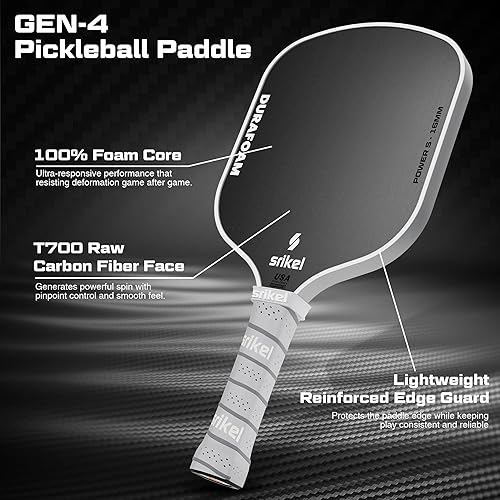 Miniatura 4 de DuraFoam - Paleta de pickleball profesional de fibra de carbono T700, raqueta de núcleo de espuma 100% para disparos consistentes, potencia y control