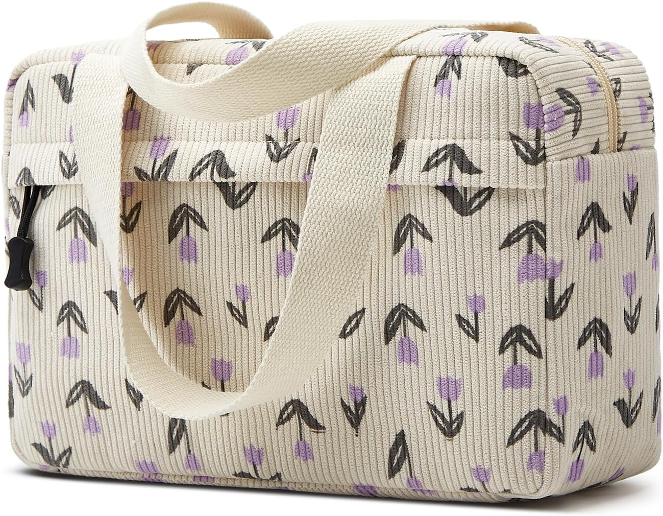 Large Makeup Bag for Women Corduroy Cosmetic bag Make up Bags Zipper Pouch with handle Cosmetic Organizer Toiletry Bag for Travel Storage