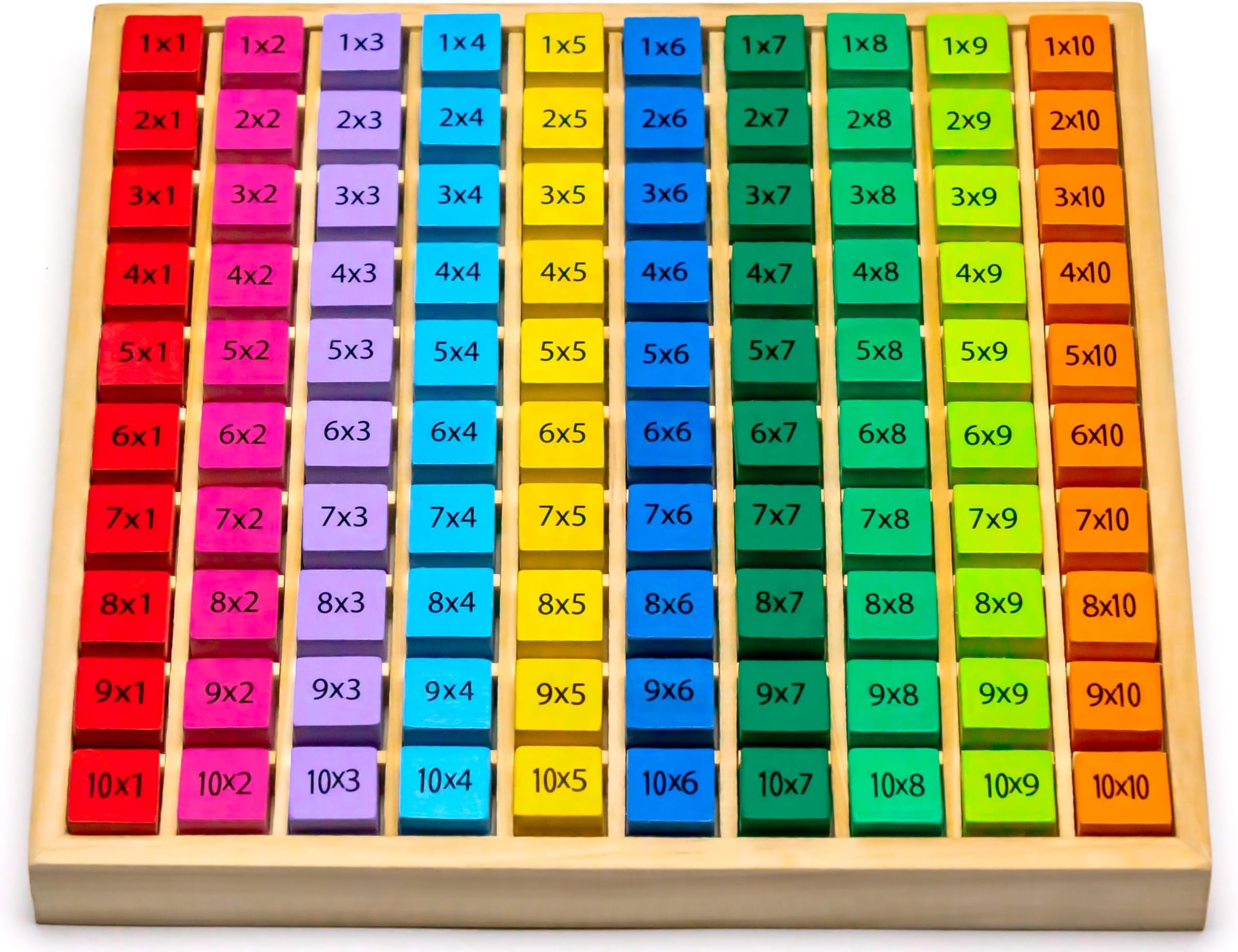 Natureich Montessori maths 1x1 board for boys and girls, children from 3 years, educational stacking and calculating board, wooden toy for learning to count, numbers, motor skills, multiplication