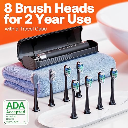 Miniatura 6 de Bitvae Cepillo de dientes eléctrico blanqueador ultrasónico inteligente para adultos, cepillo de dientes eléctrico Bluetooth con sensor de presión y