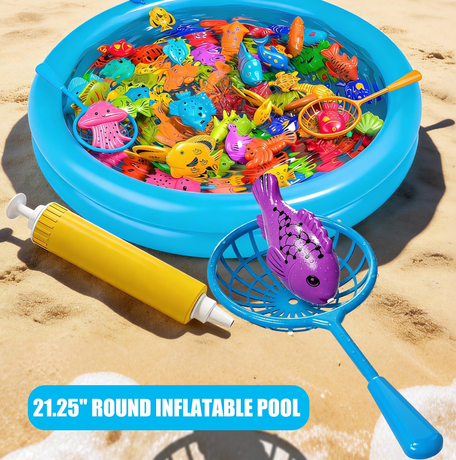 Set De Pesca Magnética 10 Piezas – Juguetes De Baño Con Caña Y Red Para Niños