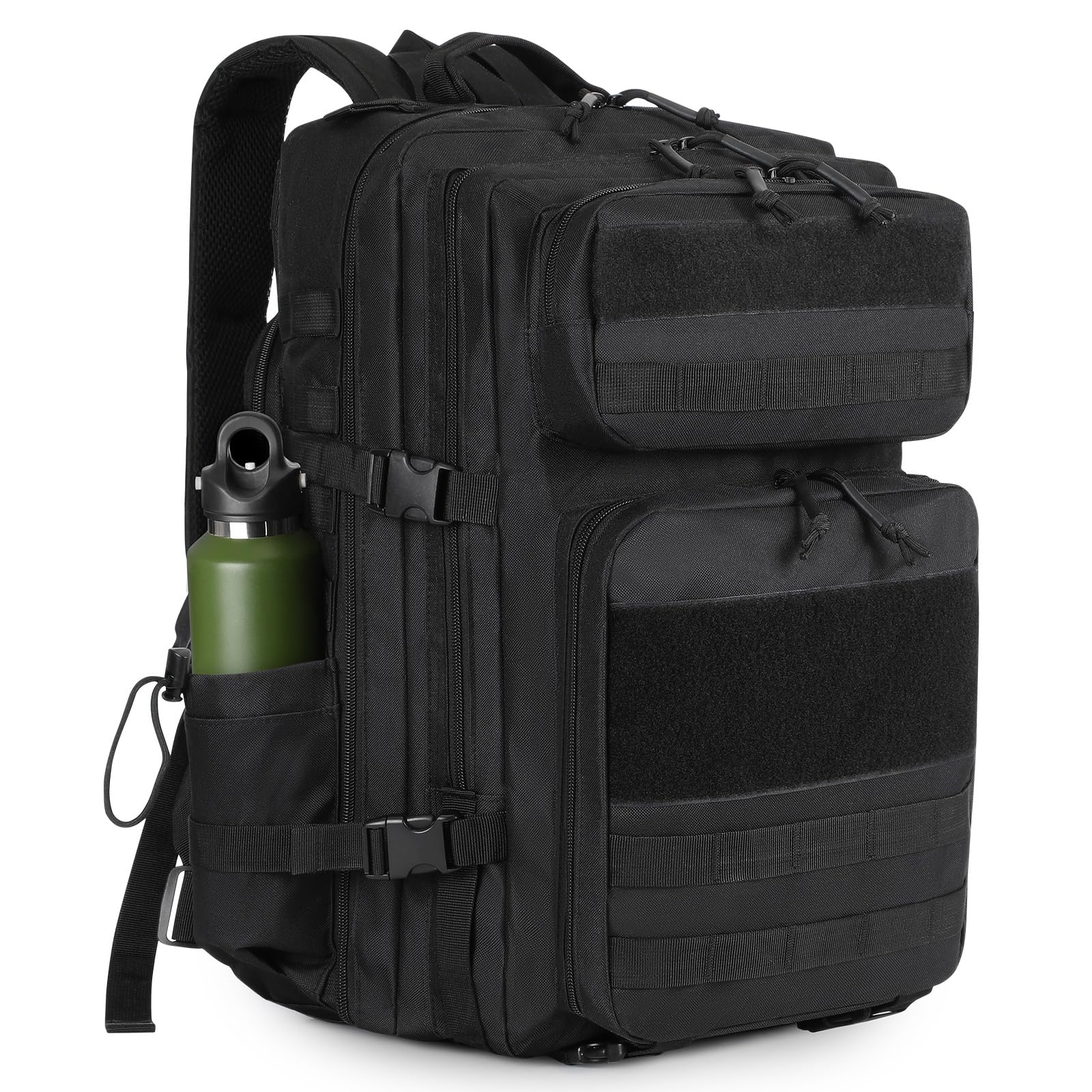 HUNTVP 50L Zaino Militare con Scomparto per Scarpe Zaino Tattico Molle Impermeabile per Sport Escursionismo Campeggio, nero