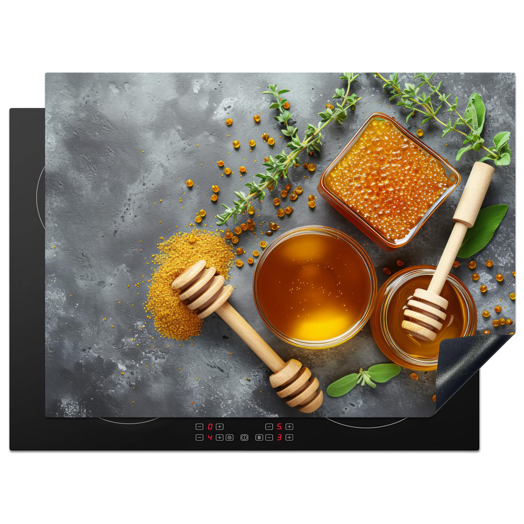 KitchenYeah© Induction Hob Protector Mat 20.5"x28" / 71x52 cm Cooker Top Protectors Cover Ceramic Covers Electric Hobs Vinyl Honey - Concrete - Honey Spoon - Kitchen