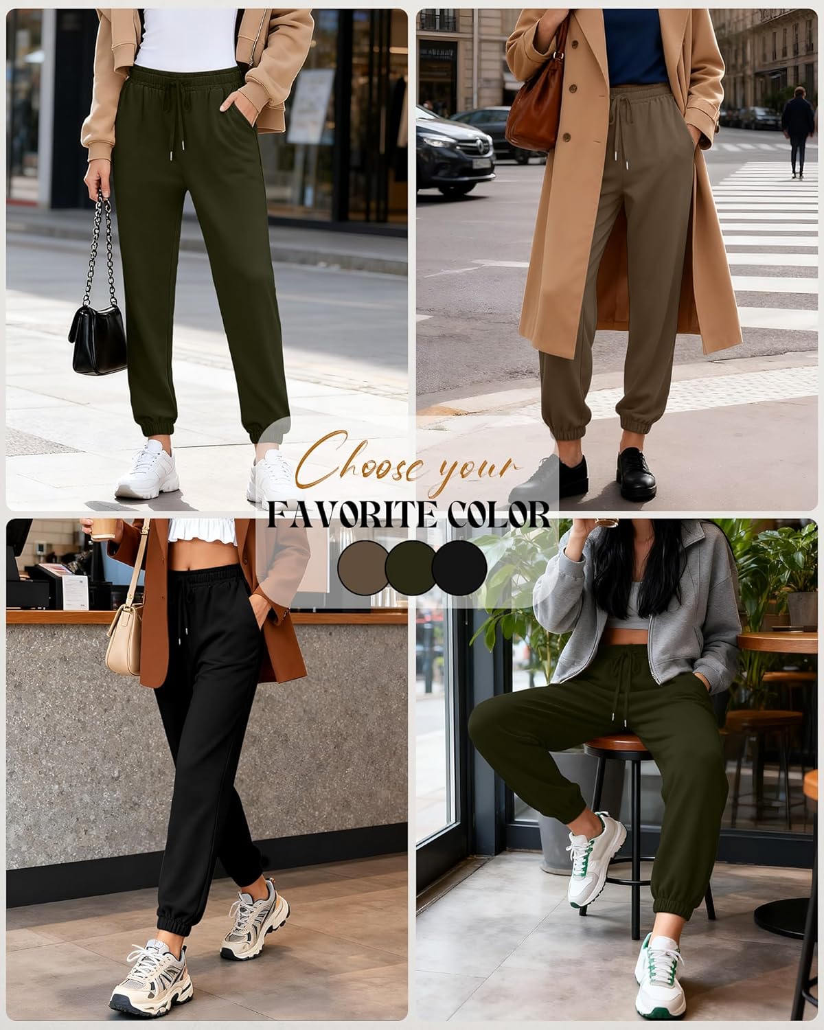 3 Pack Women's Sweatpants with Pockets, Drawstring Lounge Athletic Joggers Casual Yoga Workout Sweat Pants - Image 2