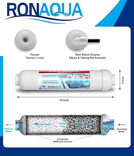Miniatura 5 de Filtro alcalino universal de repuesto de agua en línea de 10 pulgadas, potenciador de pH y remineralizador, filtro de poste para sistema de ósmosis