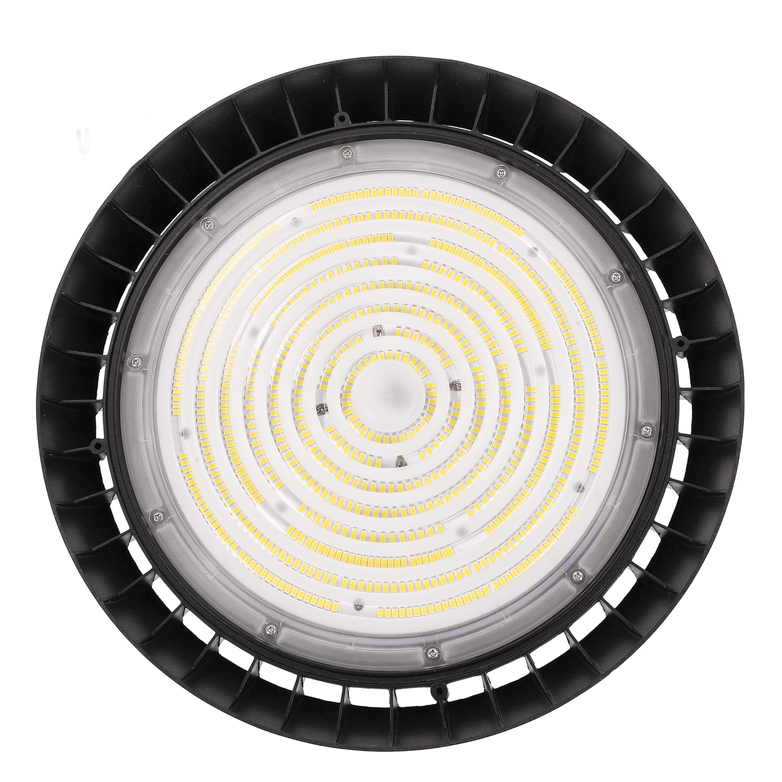 LED Hallenstrahler 200W kaltweiß 6000K 40.000lm 200lm/W 90° CRI>80 | PREMIUM-Marken-Treiber, dimmbar (1-10V), IP65, High Bay, Industrielampe, Werkstattbeleuchtung, Ø340xH110mm | 5 Jahre Garantie