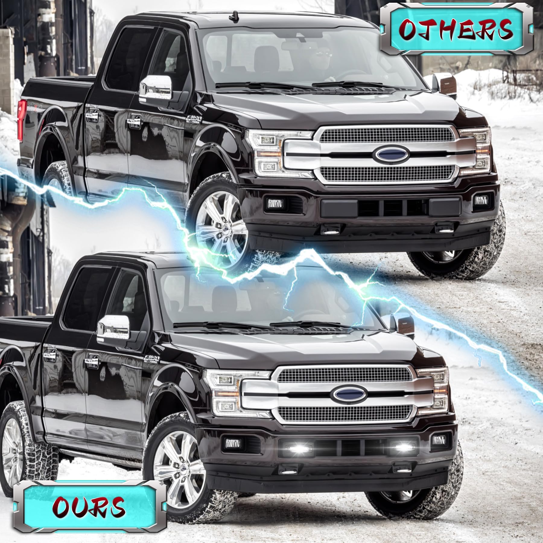 MOVOTOR Bumper Guards Pad with LED Lights 300% Brighter Replacement Inserts End Caps for 2018-2020 Ford F150