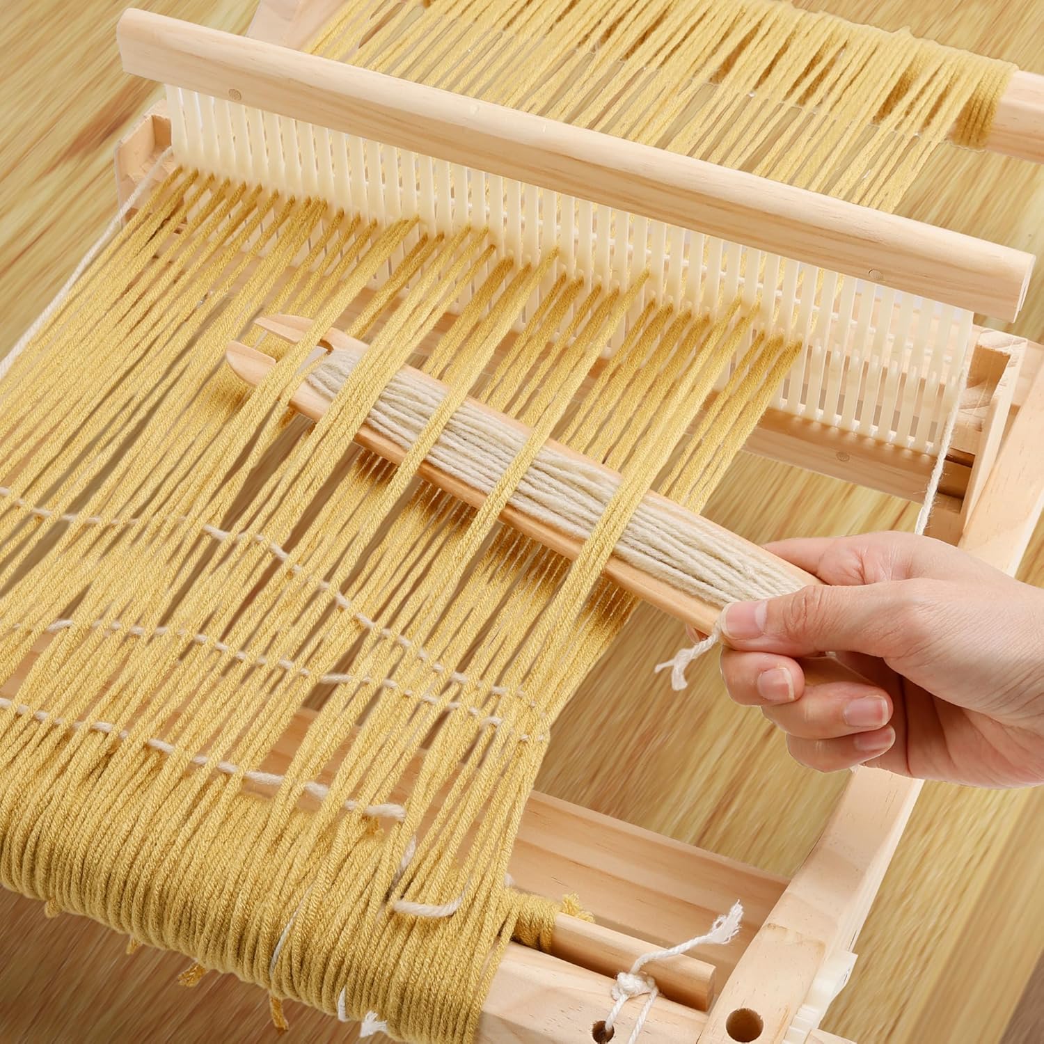 WILLOWDALE 16 Inches Rigid Heddle Loom, Weaving Loom Kit with Shed Stick, Wooden Multi-Craft Weaving Loom for Adults, Threads Warping Frame with Pegs and Yarn Stand, Frame Loom for Beginner