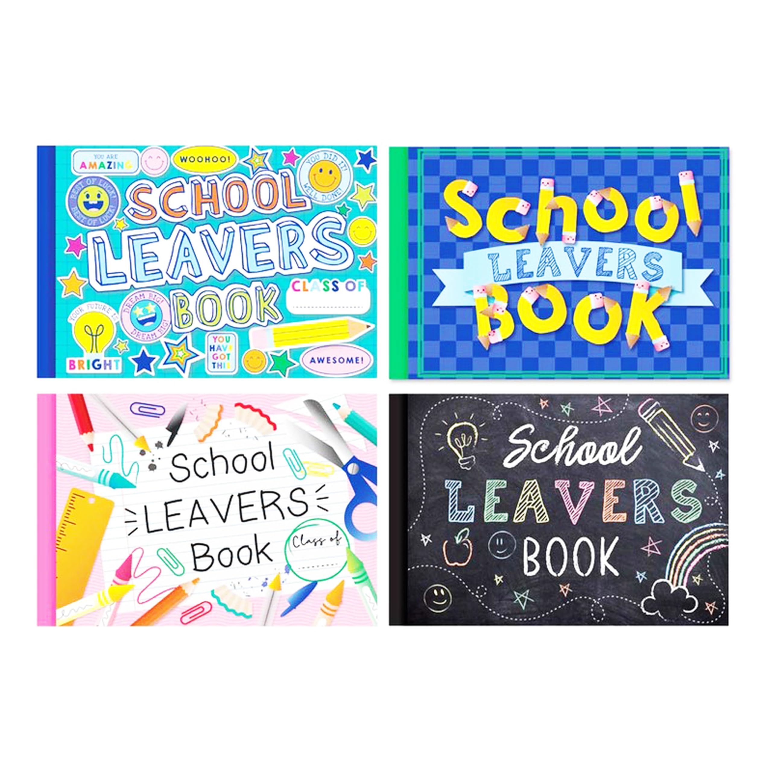 Sixstore 4 Pack Leavers Autograph Book, School & College Leavers Book, Hardback Padded Cover, Blank Notebook with Ribbon Marker Diary, Notepad Memo, Pocket Size