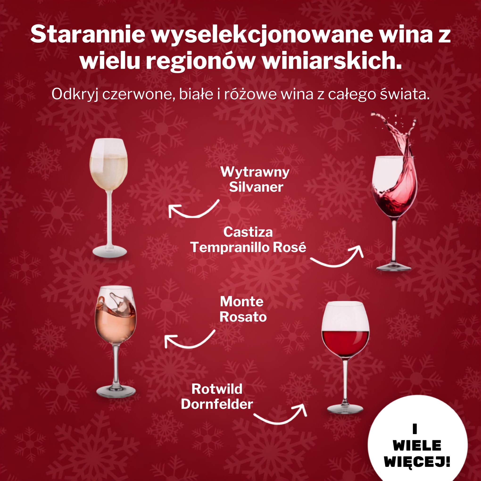 UMBRELLA® kalendarz adwentowy 2026, 24 wina 0,25 l, czerwone białe rosé