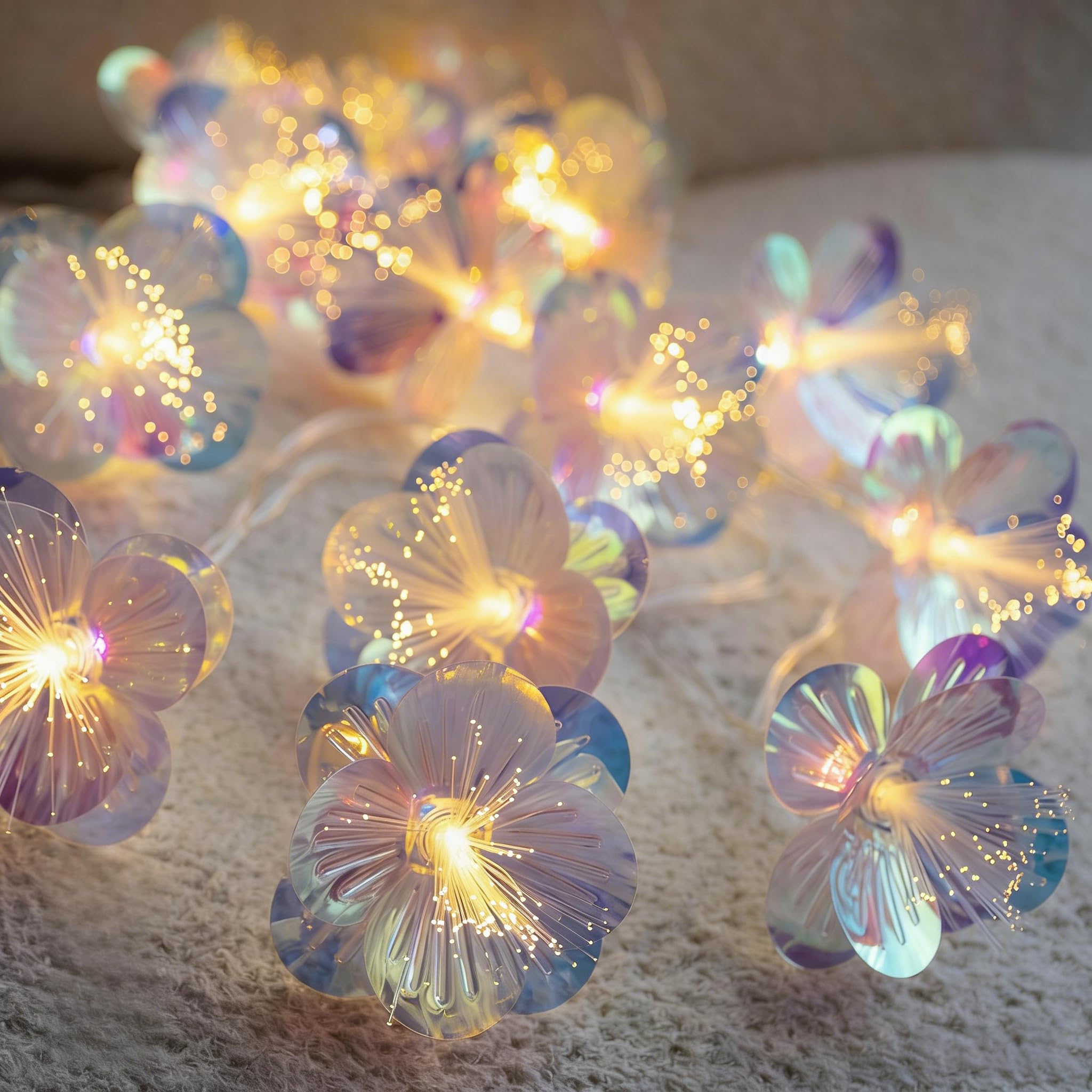 Fairy Lights Flowers, 3 m 20 LED Flower Fairy Lights, Battery Operated, Fibreglass Flower Fairy Lights, Indoor Outdoor LED Flower Garland for Wedding, Christmas, Garden, Party Decoration, Indoor โ image 1