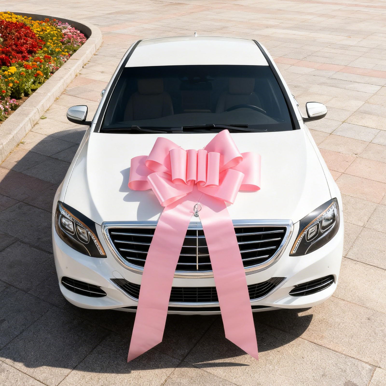 Lazo Gigante para el Coche, Gran Lazo Rosa para Coche, 76,2 cm, Enorme Lazo Grande para Regalos, Gran Lazo de Embalaje de Regalo como decoración para Navidad, la Nueva casa, el Coche,