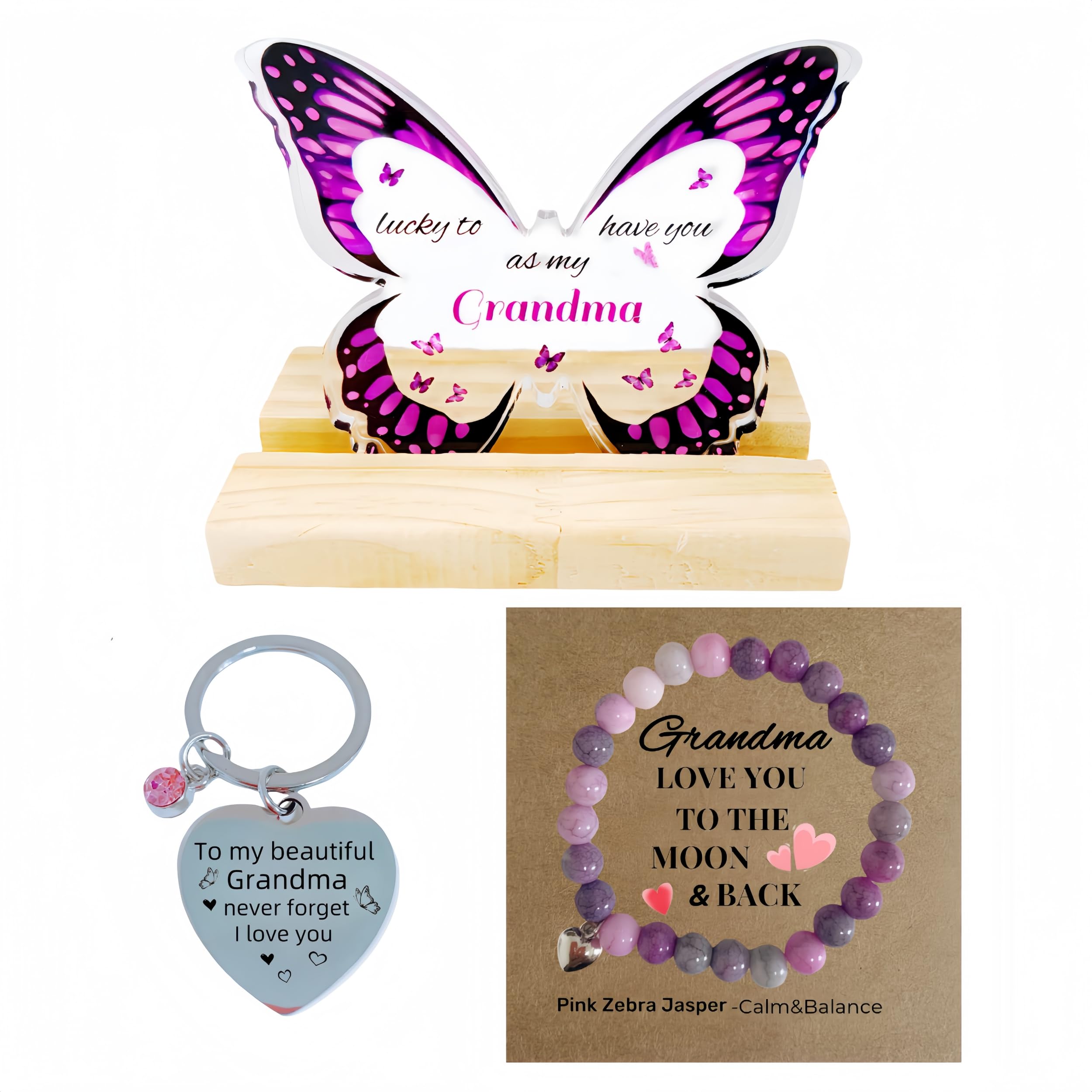 Woshidefa Purple Grandma Gifts - Thoughtful Gifts For Grandma, Grandma Birthday Gifts, Meaningful Presents For Grandma, Grandmother Butterfly Decor (, Grandma)