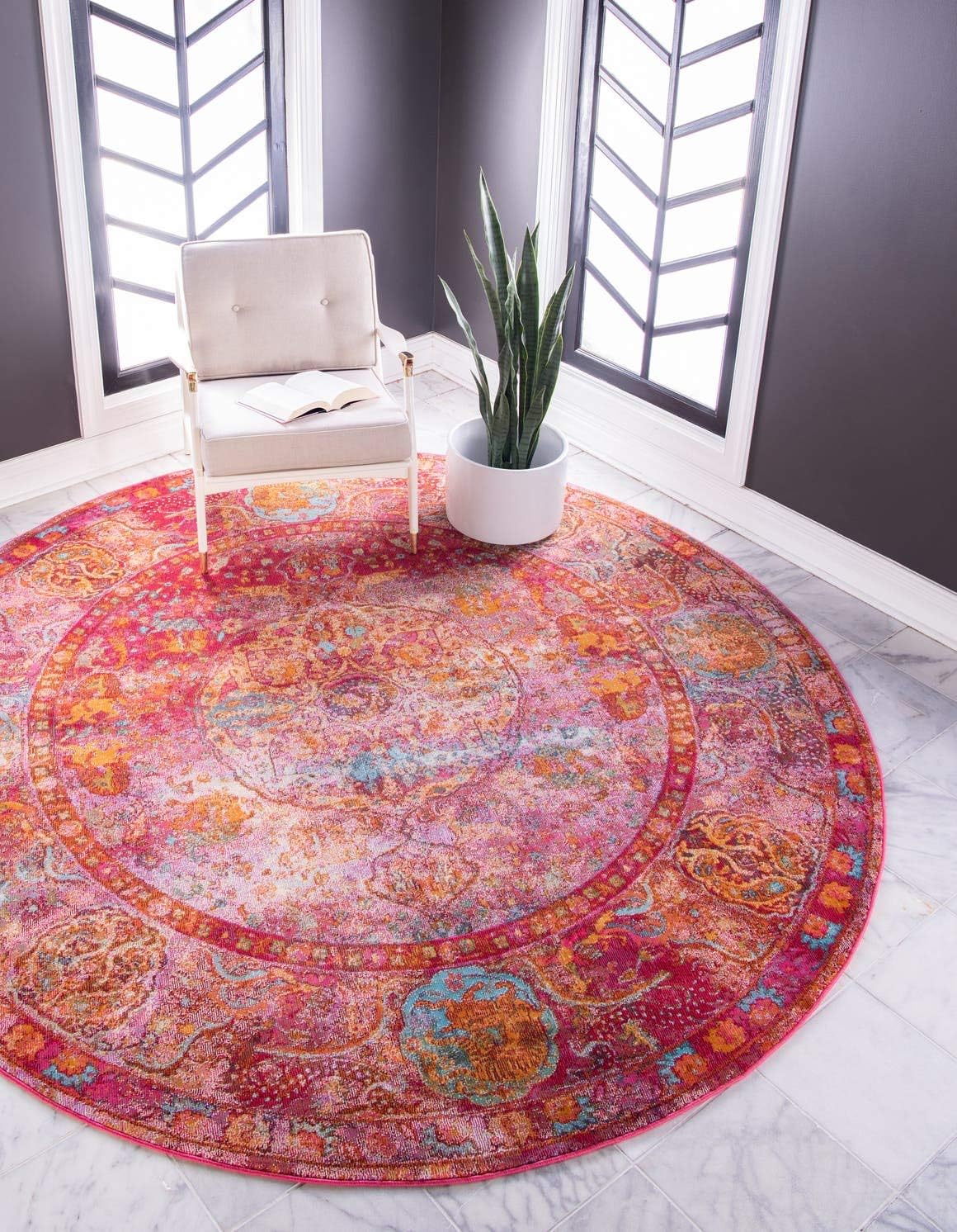Unique Loom Baracoa Collection Area Rug - Rumba (8' 4" Round, Red/ Brown)