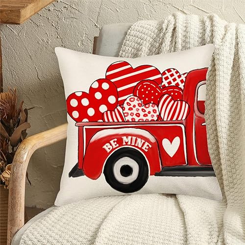 Miniatura 8 de Funda de almohada roja para el día de San Valentín de 20 x 20 pulgadas, diseño de lunares, para decoración de temporada, fundas de almohada con