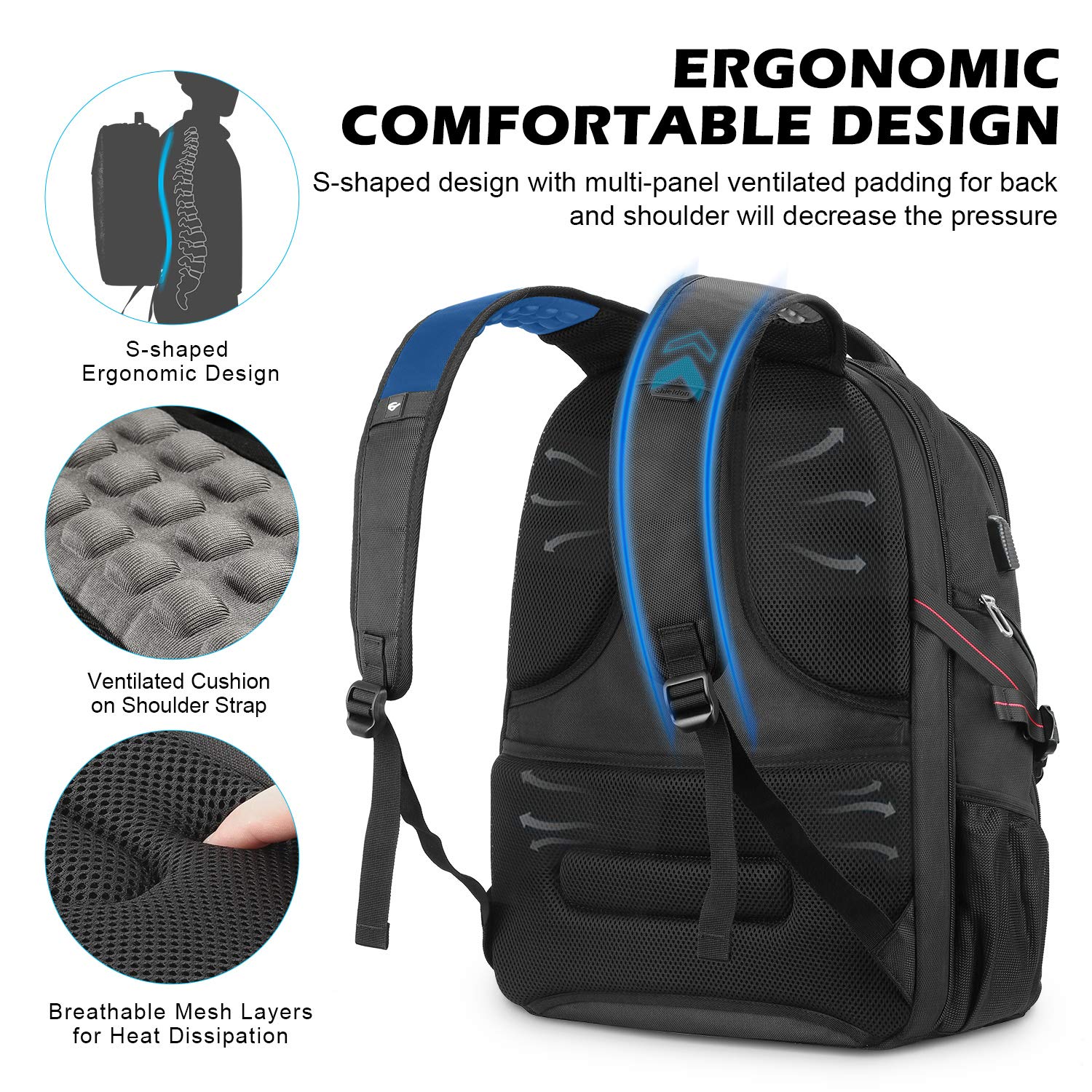 Shieldon Travel Laptop Backpack 17 Inch Computer Business