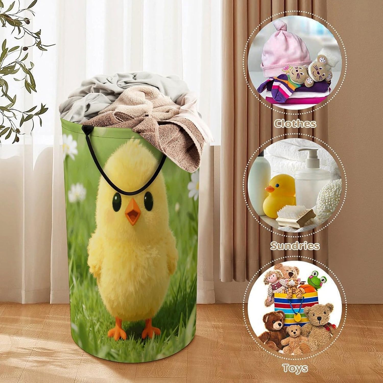 Cute Chickens Laundry Hamper Portable Lightweight Clothes Hampers Fashion Dirty Laundry Storage Basket Large Capacity Foldable Clothes Baskets for Bathroom Bedroom