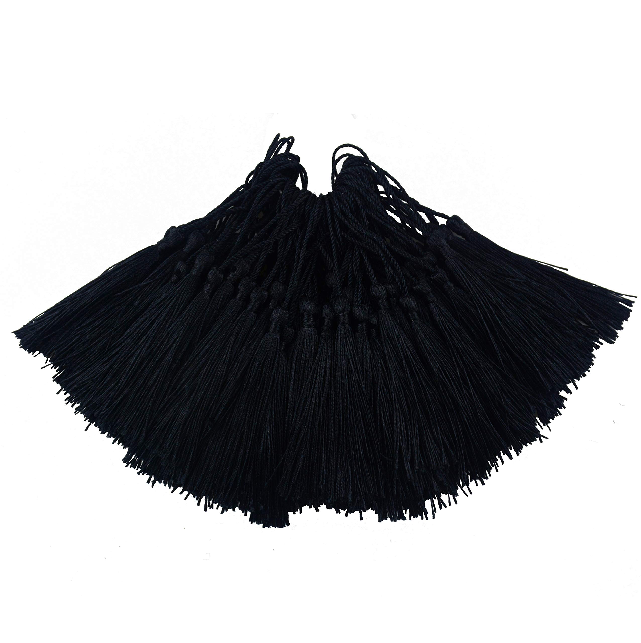 100Pcs 5 Inch Silky Bookmark Tassels for Jewelry, Souvenir(Black)