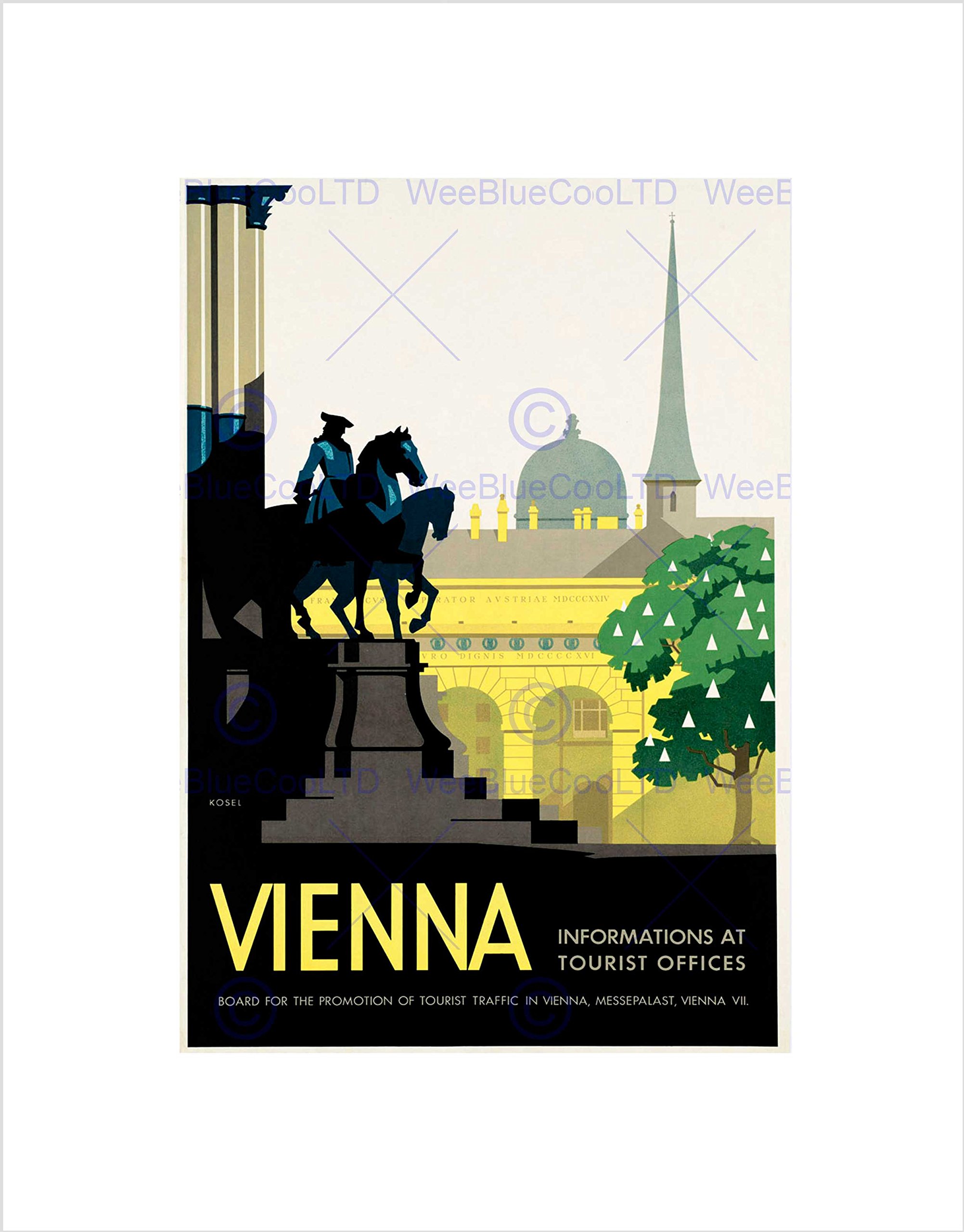 Wee Blue Coo TRAVEL VIENNA AUSTRIA IMPERIAL STATUE SPIRE CHURCH FRAMED ART PRINT B12X6576