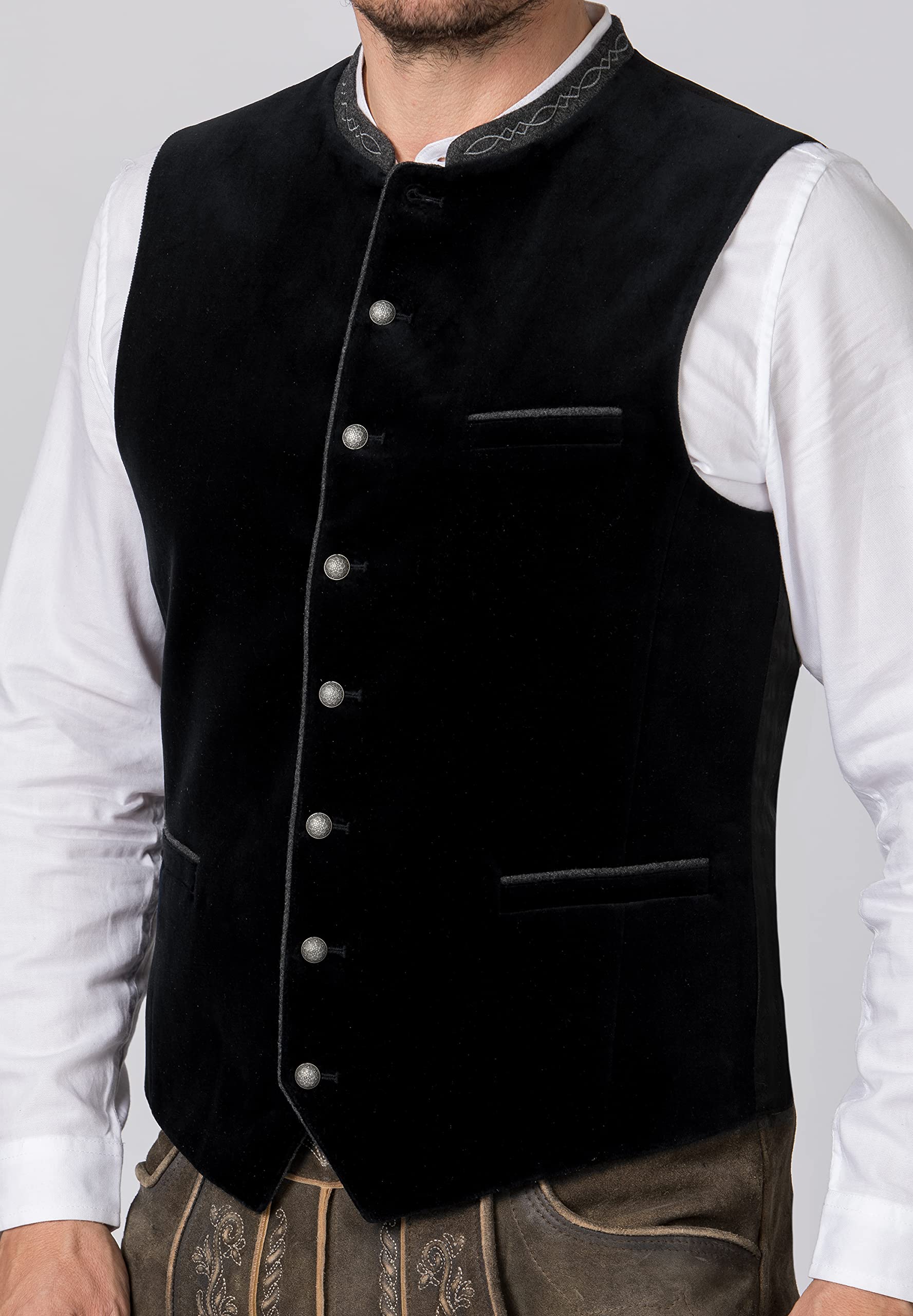 Stockerpoint Herren Trachtenweste Lorenzo I Größen 46-64 I Traditionelle & hochwertige Weste mit verstellbarem Riegel I Perfekt für Trachten & Festlichkeiten