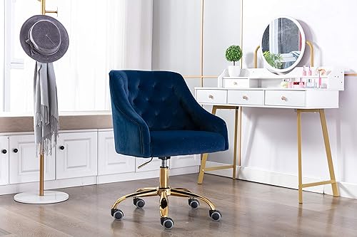 Miniatura 38 de ZOBIDO Cómoda silla de trabajo para la oficina en casa con ruedas, bonita y moderna tapizada de terciopelo con respaldo de concha, silla de