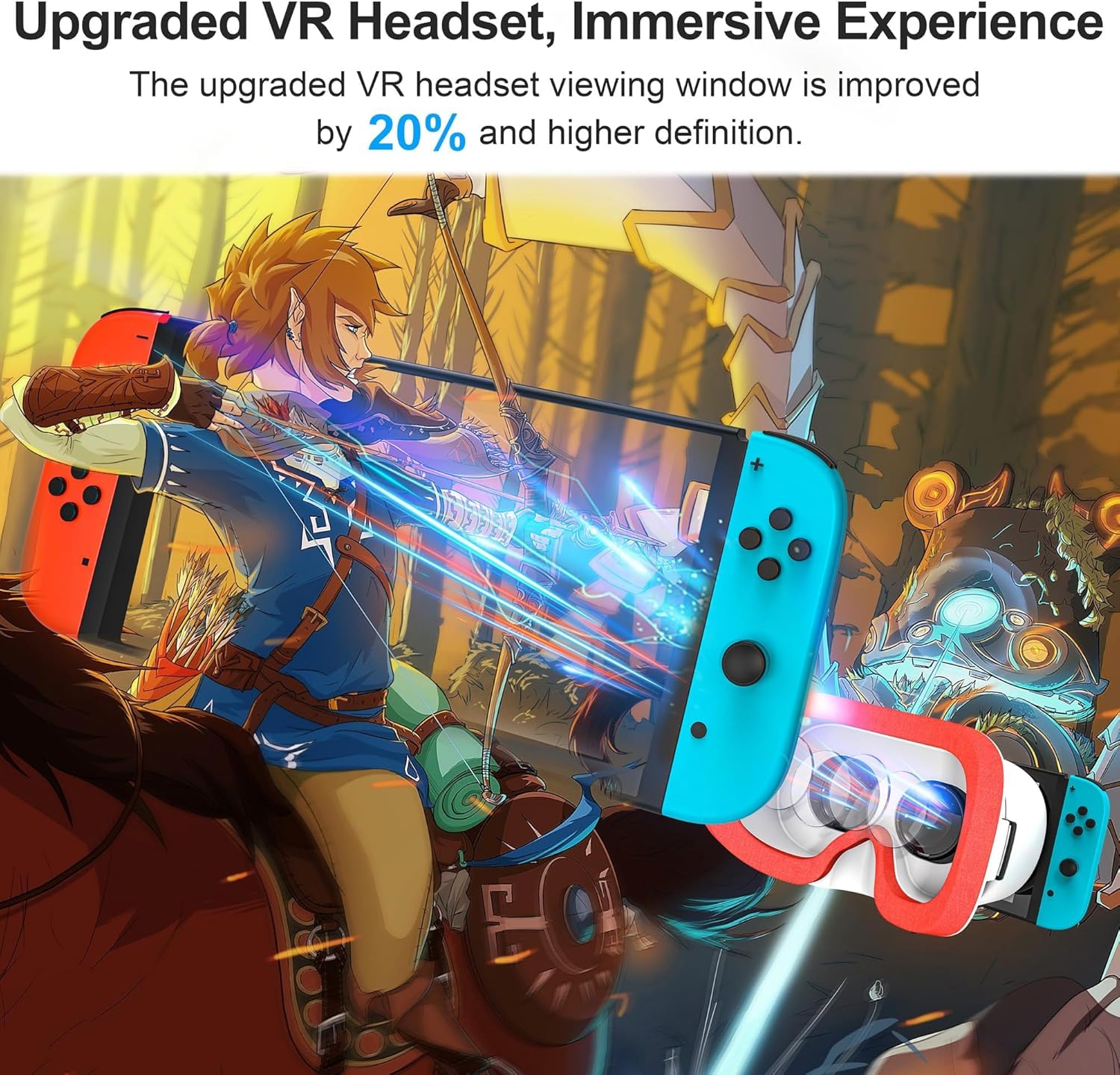VR-Headset für Nintendo Switch und Switch OLED-Modell, Switch Virtual Boy VR-Brille mit verstellbaren HD-Gläsern und bequemem Kopfband, Labo VR Kit 3D-Brille für Switch-Zubehör (weiß und blau)