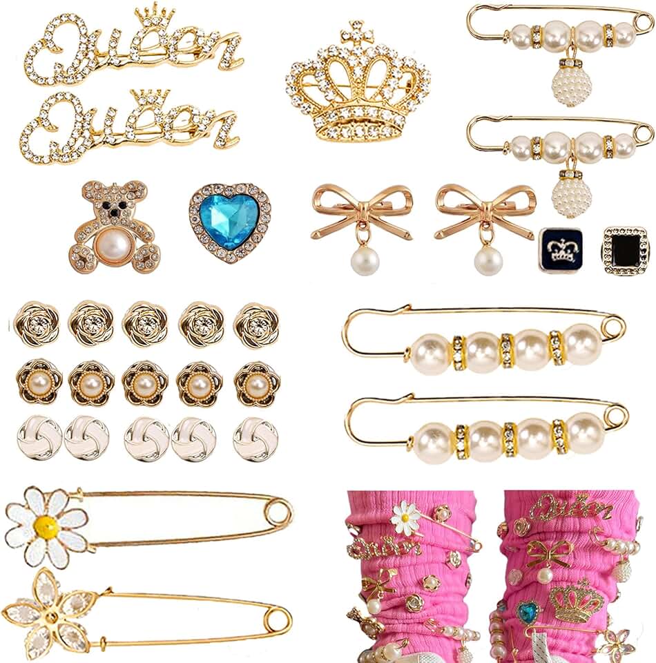 BIIQAKOO BIIQAKOO Socks Charms Sneaker Shoe Charms for Sock Safety Pins Junk Sock Brooches and Pins for Women Jewelry Charms Kit for Hat Clothes