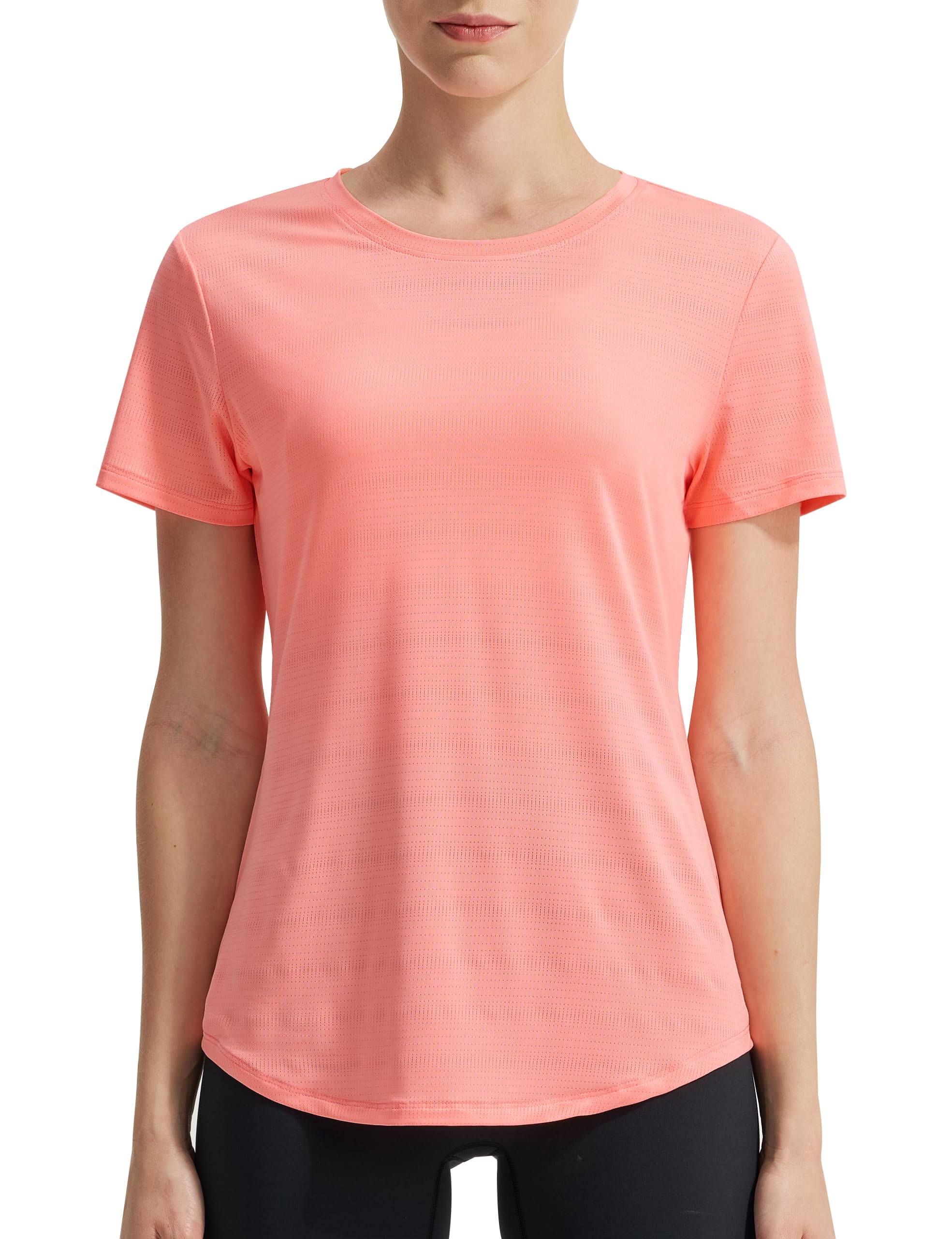 EZRUN Women's Swim Shirt UPF 50+ Rash Guard Quick Dry Short Sleeve Workout T-Shirts Summer Bathing Suit Top Orange