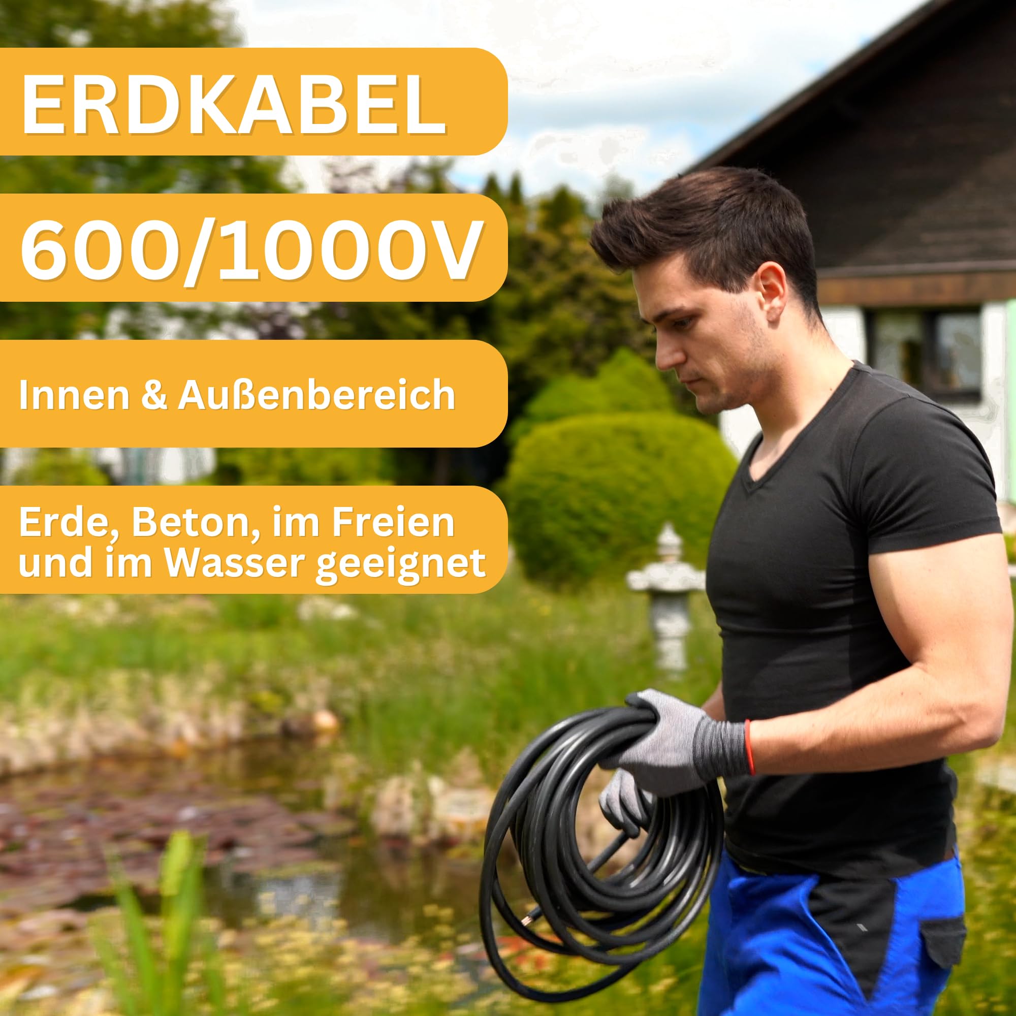 NYY-J 5x4mm² Erdkabel 25m Kupfer Volldraht DIN VDE 0276 Teil 603/627