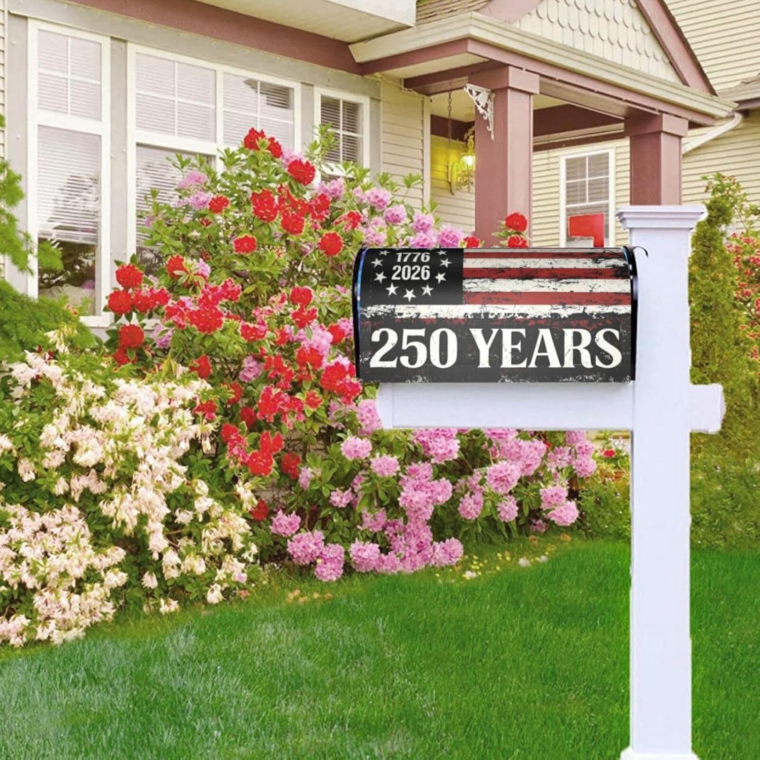 American Flag Mailbox Covers, Magnetic Post Box Cover Wraps Standard Size 21x18 in for Garden Yard Décor