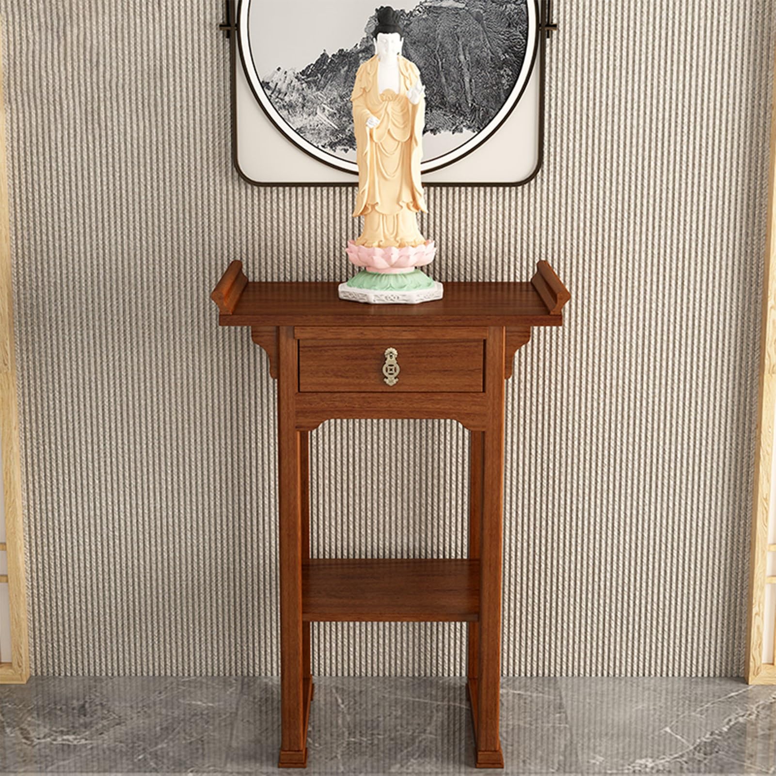Mueble de pie para puja con cajones que resuelve la falta de espacio sagrado