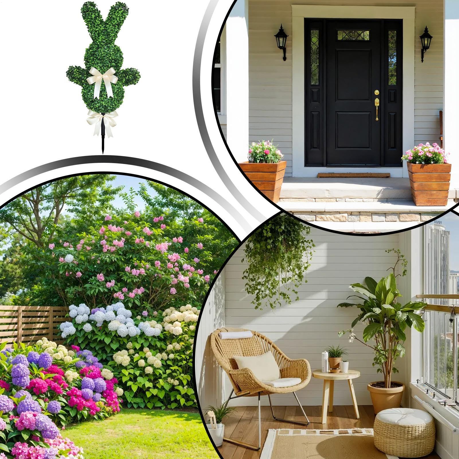 Topiario Coniglio Per Esterno Decorazione Pasquale Di Bosso Da 90 Cm | Topiario Coniglio Artificiale Con Picchetto Per Esterni Casa Ufficio Giardino Terrazzo Cortile
