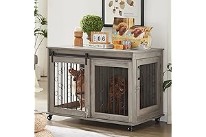 IchBingo Dog Crate Furniture with Sliding Barn Door