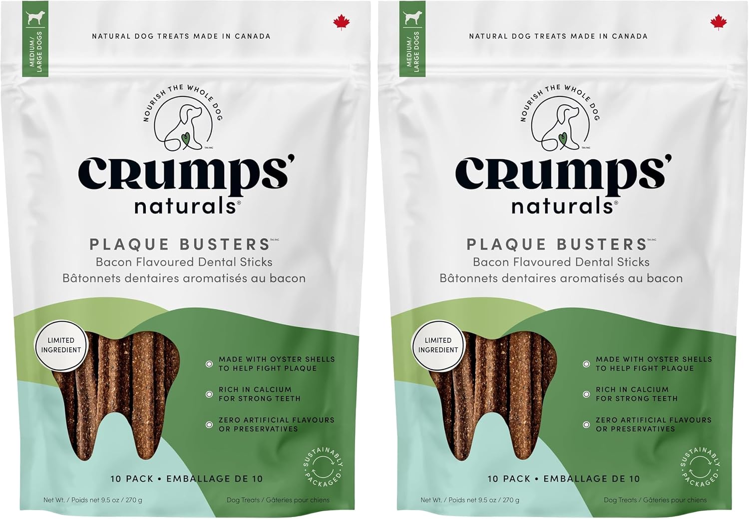 Crumps' Naturals PBB-7" 8pk Plaque Busters with Bacon, 7"- 16 Pack