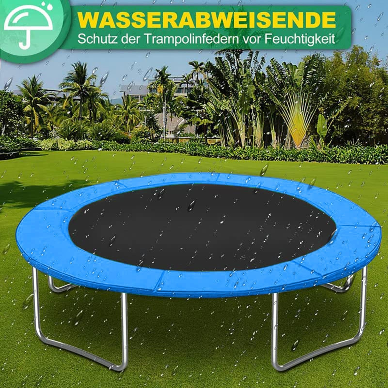 Protector Cama Elastica,Reemplazo De Almohadilla De Trampolín, Ø 183cm 244cm 305cm Cubierta De Resorte De Trampolín, Almohadilla De Repuesto De Trampolín Impermeable para Marcos Redondos