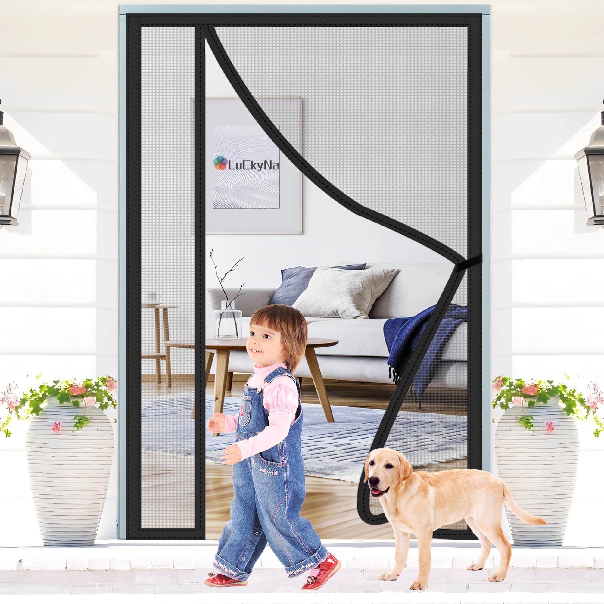 Moustiquaire porte fenetre magnetique 165x245cm noir rideau anti mouches
