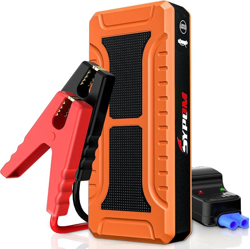 Paquete de arranque y refuerzo de batería de automóvil portátil de 12 V pico 4000 A | Arranca todos los motores de gasolina y diésel de hasta 10 litros, protecciones de seguridad inteligentes, banco de energía USB dual, luz LED de 3 modos.