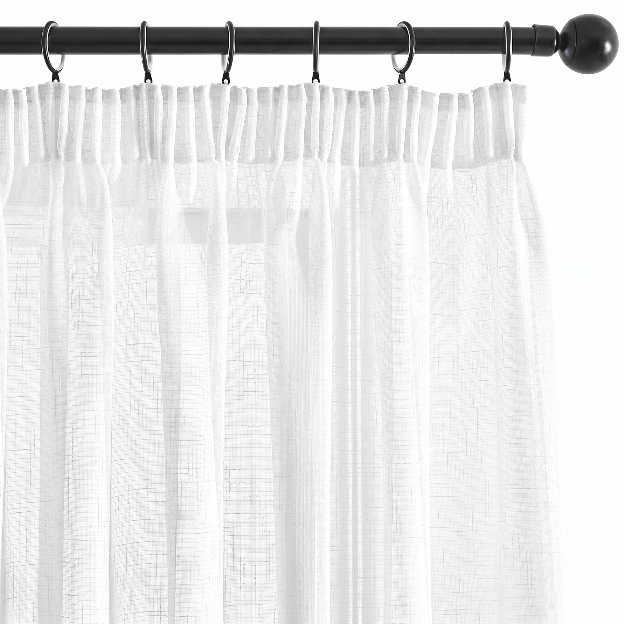 Deconovo Voile Durchsichtig Vorhang mit Kräuselband Transparent Dekoschal Leinenoptik Luftige Gardinen Kinderzimmer, 280x140cm(HöhexBreite), Weiß, 2er Set