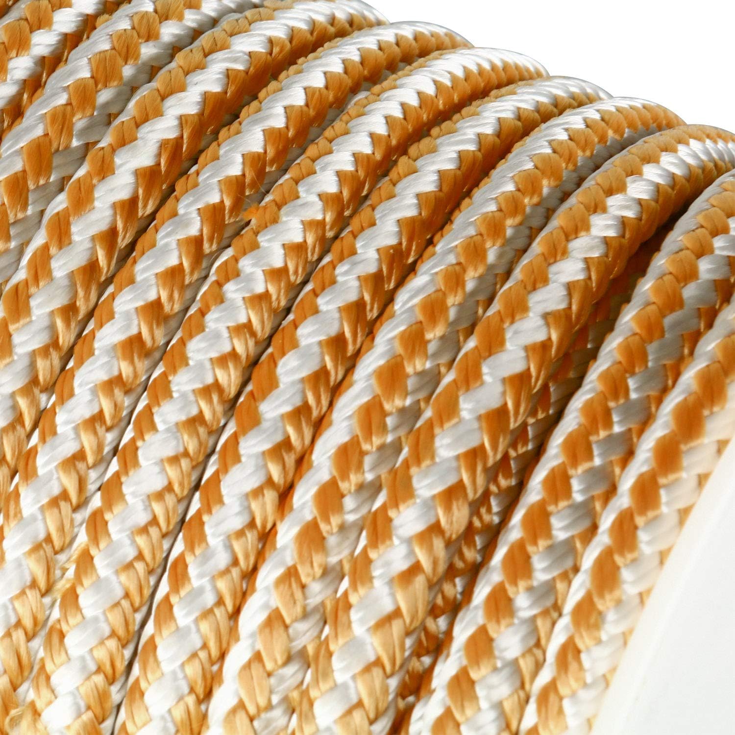 Amarine Made Heavy Duty Double Braid Nylon Anchor Line with Stainless Steel Thimble-White/Gold Color 1/2 inch Thickness 150 ft Length - Image 7