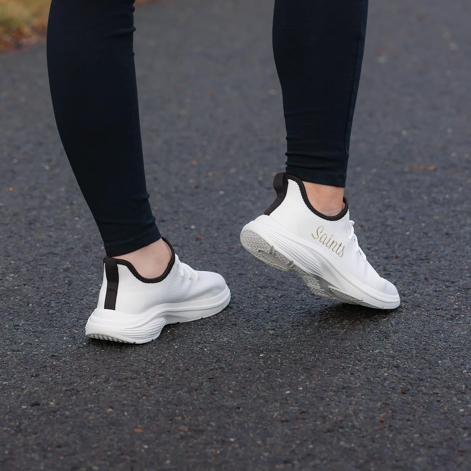foco nfl womens nfl team logo white athletic shoes sneakers new orleans saints 10 white