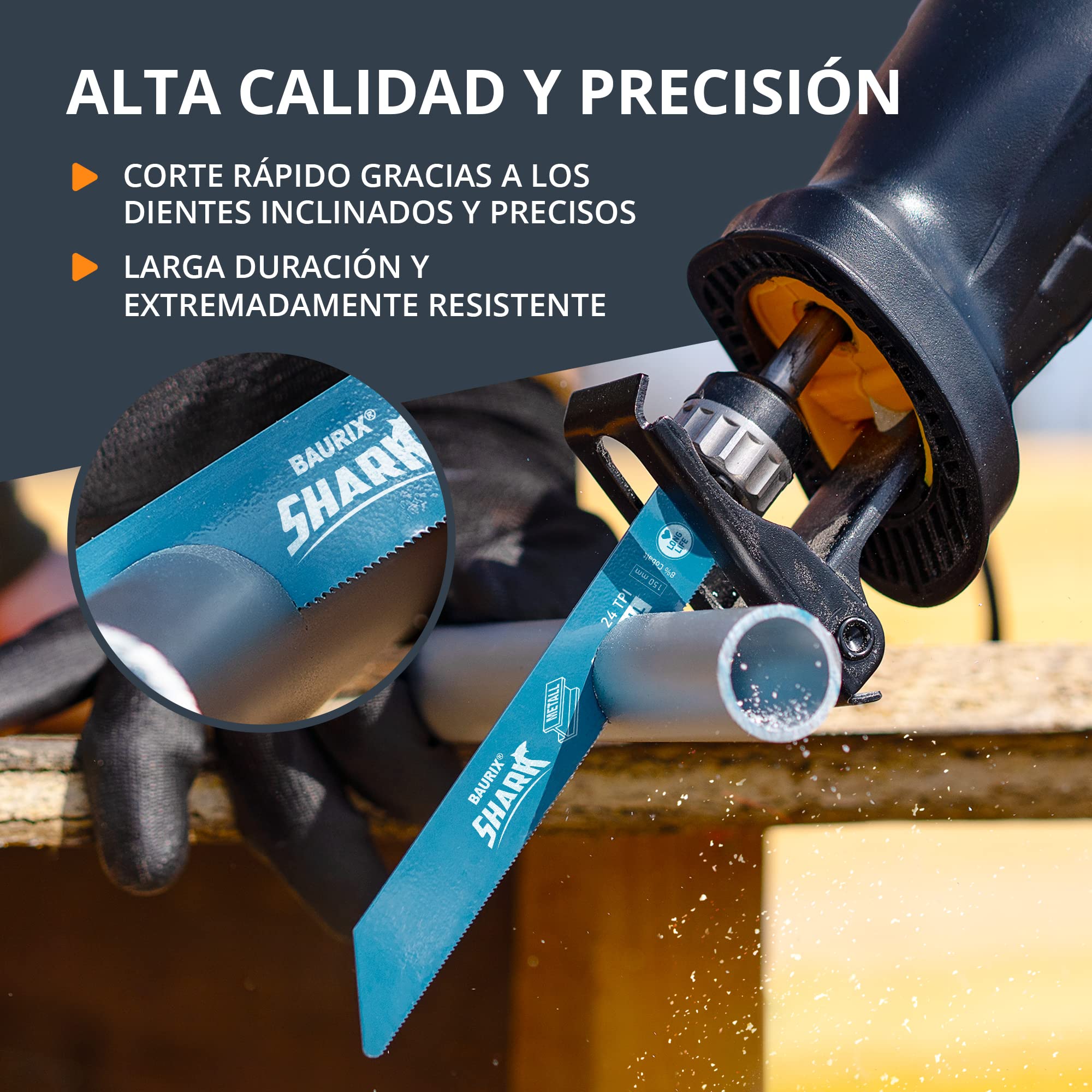 BAURIX 35 hojas de sierra sable juego profesional todo en uno para madera gruesa y cortes de precisión en madera y metal 3 a 24 TPI apto para Bosch, Makita, etc.