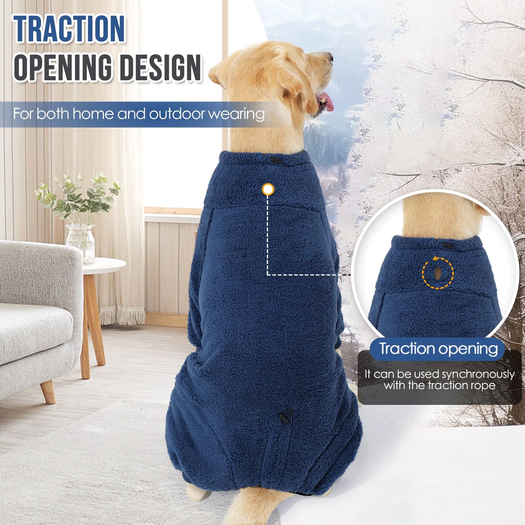 SlowTon Manteau d'hiver pour Chien, Pyjama Pull Fuzzy, vêtements Chauds pour Chien, Combinaison Douce pour Animaux de Compagnie, Veste Coupe-Vent pour Temps Froid.