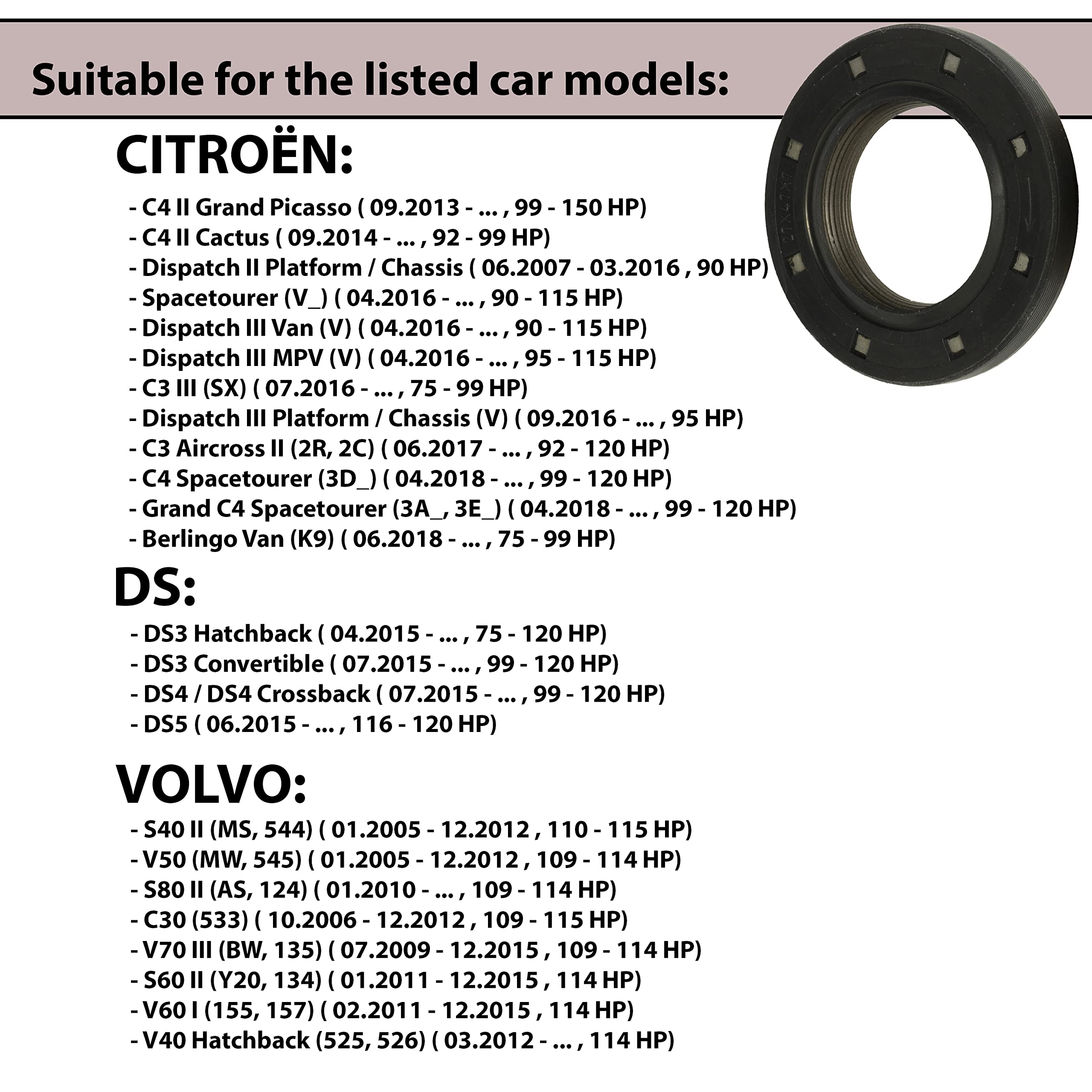 AERZETIX - C66155 - Junta SPI del árbol de levas - lado de montaje: delantero - compatible con 0236 75, 0807 30, 9400236759